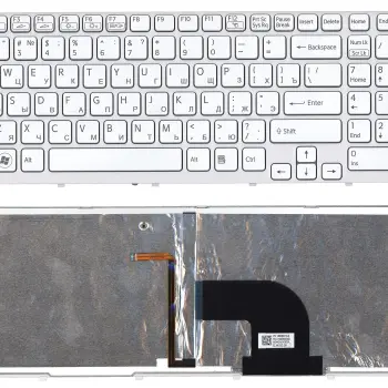 Клавиатура для ноутбука Sony Vaio (SVE15) с подсветкой (Light), White, (White Frame) RU