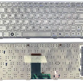 Клавіатура для ноутбука Sony Vaio (VPC-W: PCG-4V1V, VPCW11S1 Series, VPCW12 Series, VPCW21 Series, VPCW22M1E/L, VPCW22M1E/W, VPCW22Z1R/L, VPCW22Z1R/T ) Silver, (Silver Frame) RU