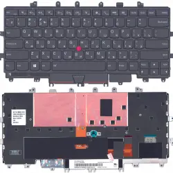 Клавіатура для ноутбука Lenovo ThinkPad (X1) с подсветкой (Light), с указателем (Point Stick), крепления (Fastening) Black, Black Frame, RU