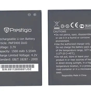 Аккумуляторная батарея для смартфона Prestigio PAP3400 3400 Multiphon 3.7V Black 1500mAh 5.55Wh