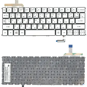 Клавіатура для ноутбука Acer Aspire S7-191, S7-391, S7-392 с подсветкой (Light), Silver, (No Frame) RU