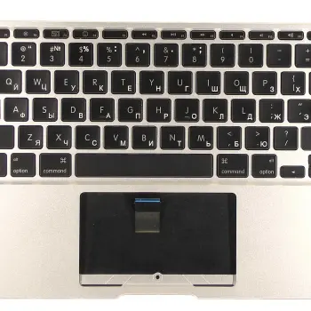 Клавіатура для ноутбука Apple MacBook Air (A1370) 2010+ Black, (Silver TopCase), RU (горизонтальный ентер)