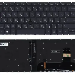 Клавіатура для ноутбука HP Elitebook (745 G7) Black с указателем (Point Stick), с подсветкой (Light), (Black Frame) RU