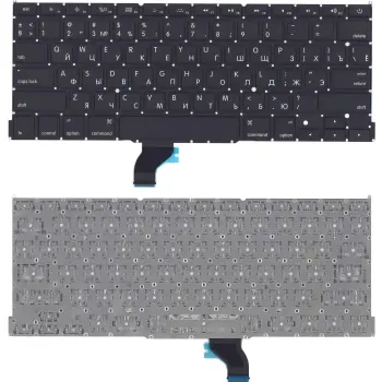 Клавіатура для ноутбука Apple MacBook Pro 13" Retina A1502 (2013, 2014, 2015 года) с подсветкой (Light) Black, (No Frame), RU (горизонтальный ентер)