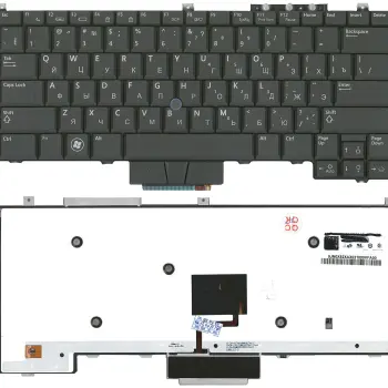 Клавиатура для ноутбука Dell Latitude (E4300) с указателем (Point Stick), с подсветкой (Light), Black, RU
