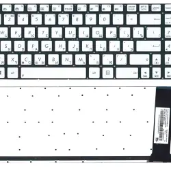 Клавіатура для ноутбука Asus (N550) с подсветкой (Light), Silver, (No Frame) RU/EN