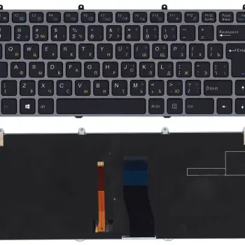Клавіатура для ноутбука Clevo (W230) Black, (Silver Frame) RU