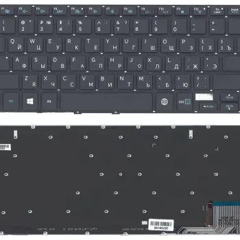 Клавиатура Samsung (NP530U4E) с подсветкой (Light) Black, (No Frame), RU