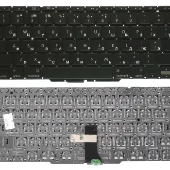Клавіатура для ноутбука Apple MacBook Air 2010+ A1370 (2010, 2011 года), A1465 (2012, 2013, 2014, 2015 года) Black, (No Frame), RU (горизонтальный ентер)