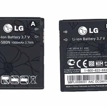 Аккумуляторная батарея для смартфона LG LGIP-580N GT500 3.7V Black 1000mAh 3.7Wh