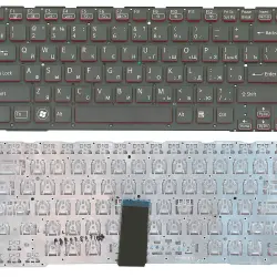 Клавиатура для ноутбука Sony (SVE14A) Black, (No Frame) RU Черная с красными боками