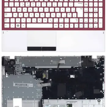 Клавиатура для ноутбука Samsung (300V5A) White, (White TopCase), (Red Frame), RU