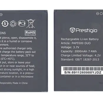Акумуляторна батарея для смартфону Prestigio PAP5500 5500 Multiphone 3.7V Black 2000mAh 7.4Wh