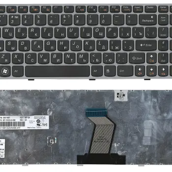 Клавиатура для ноутбука Lenovo IdeaPad (Y570) Black, (Gray Frame), RU