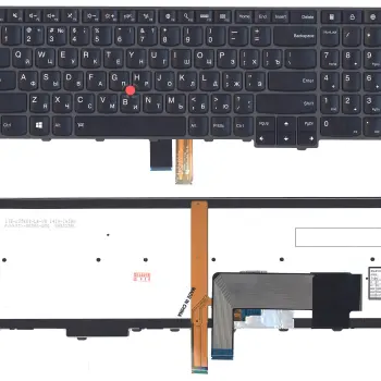 Клавіатура для ноутбука Lenovo ThinkPad Edge (E531, E540)  с подсветкой (Light), с указателем (Point Stick) Black, Gray Frame, RU