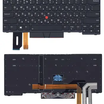 Клавиатура для ноутбука Lenovo ThinkPad E480 с подсветкой (Light), с указателем (Point Stick), Black, (Black Frame), RU