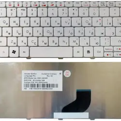 Клавіатура для ноутбука Acer Aspire One 521, 522, 532, 532H, 533, D255, D255E, D257, D260, D270, Happy, Happy2, eMachines 350, 355, em350, em355, Gateway LT21, LT27, LT28, Packard Bell NAV50, Dot S2, Dot SE, Dot SC, Dot SE3, PAV80 White RU