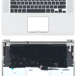 Клавіатура для ноутбука Apple MacBook Pro (A1398) Black, (Silver TopCase), RU (горизонтальный ентер)