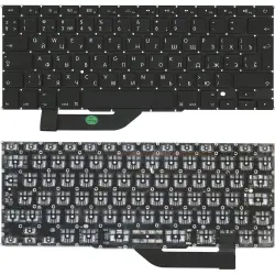 Клавиатура для ноутбука Apple MacBook Pro 15" A1398 (2012, 2013, 2014, 2015 года) с подсветкой (Light) Black, (No Frame), RU (вертикальный энтер)