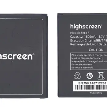 Акумуляторна батарея для смартфону Highscreen GB/T 18287-2013 Zera F rev.S 3.7V Black 1600mAh 5.55Wh