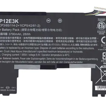 Акумуляторна батарея для ноутбука Acer AP12E3K Aspire S7-191 7.4V Black 3790mAh Orig