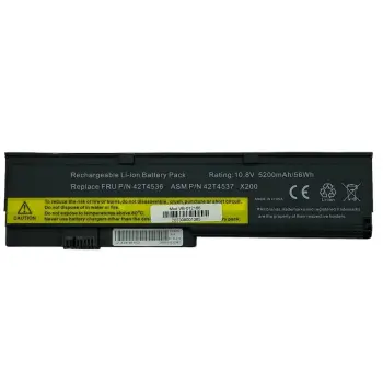 Аккумуляторная батарея для ноутбука Lenovo-IBM 42T4534 ThinkPad X200 10.8V Black 5200mAh OEM