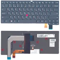 Клавіатура для ноутбука Lenovo Thinkpad T460P с указателем (Point Stick), с подсветкой (Light), длинный шлейф (Long Trail), Black, (No Frame), RU