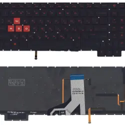 Клавіатура для ноутбука HP Omen 17-AN000, с красной подсветкой (Red Light), Black, (No Frame) RU