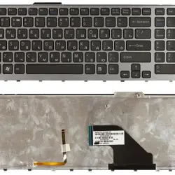 Клавіатура для ноутбука Sony Vaio (VPC-F11, VPC-F12, VPC-F13) с подсветкой (Light), Black, (Gray Frame) RU