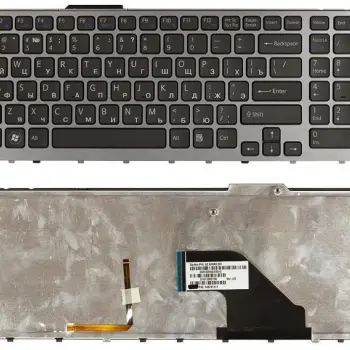 Клавіатура для ноутбука Sony Vaio (VPC-F11, VPC-F12, VPC-F13) с подсветкой (Light), Black, (Gray Frame) RU