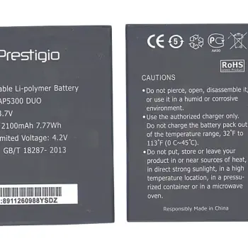 Аккумуляторная батарея для смартфона Prestigio PAP5300 5300 Multiphone 3.7V Black 2100mAh 7.77Wh