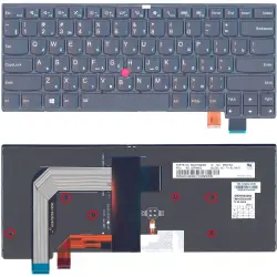 Клавіатура для ноутбука Lenovo Thinkpad T460S с подсветкой (Light), с указателем (Point Stick), короткий шлейф (Short Trail), Black, (No Frame), RU