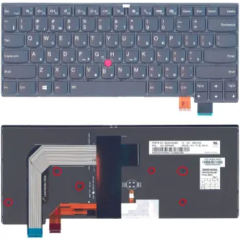 Клавіатура для ноутбука Lenovo Thinkpad T460S с подсветкой (Light), с указателем (Point Stick), короткий шлейф (Short Trail), Black, (No Frame), RU